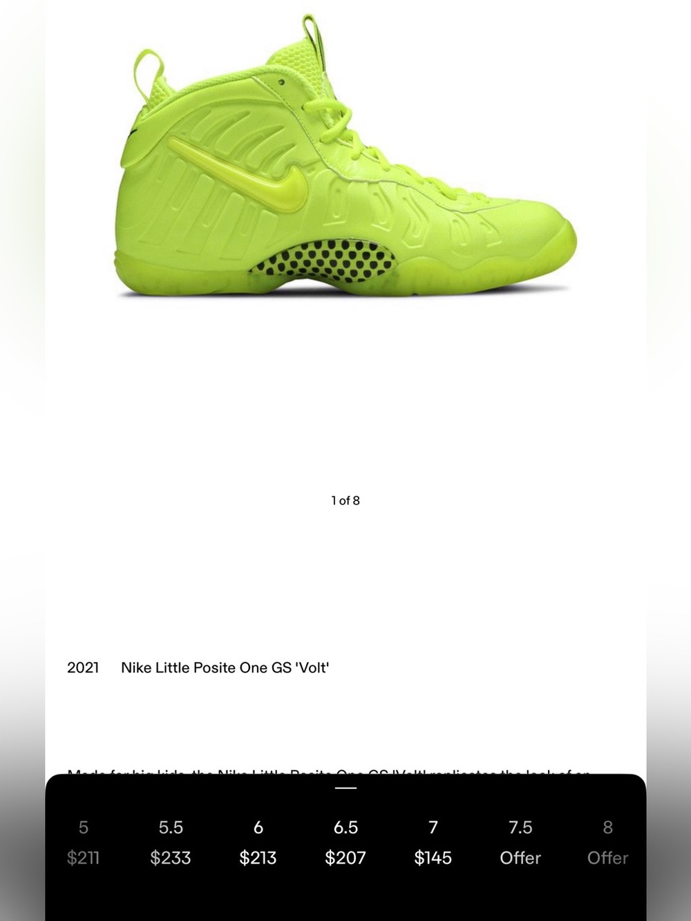 Nike Kids Little Posite One Sneakers in Volt Neon